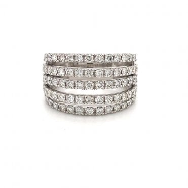 5 Rows Classic five line band in 18Kt white gold
