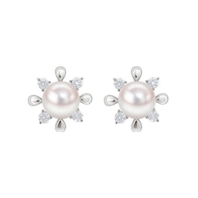 Aminoff London 18ct WG Akoya Pearl & Diamond Halo Studs