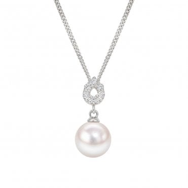 18ct WG Akoya Pearl & Diamond Pendant