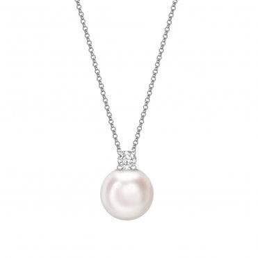 18ct WG Akoya Pearl & Diamond Pendant