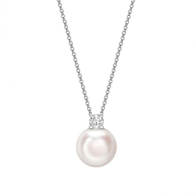 Aminoff London 18ct WG Akoya Pearl & Diamond Pendant