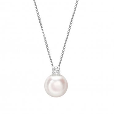 18ct WG Akoya Pearl & Diamond Pendant