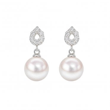 18ct WG Akoya Pearl & Diamond Studs