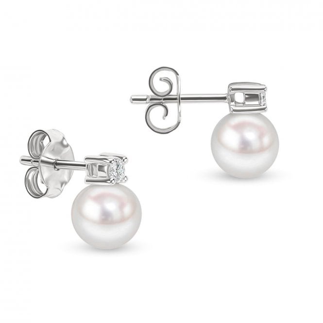 Aminoff London 18ct WG Akoya Pearl & Diamond Studs