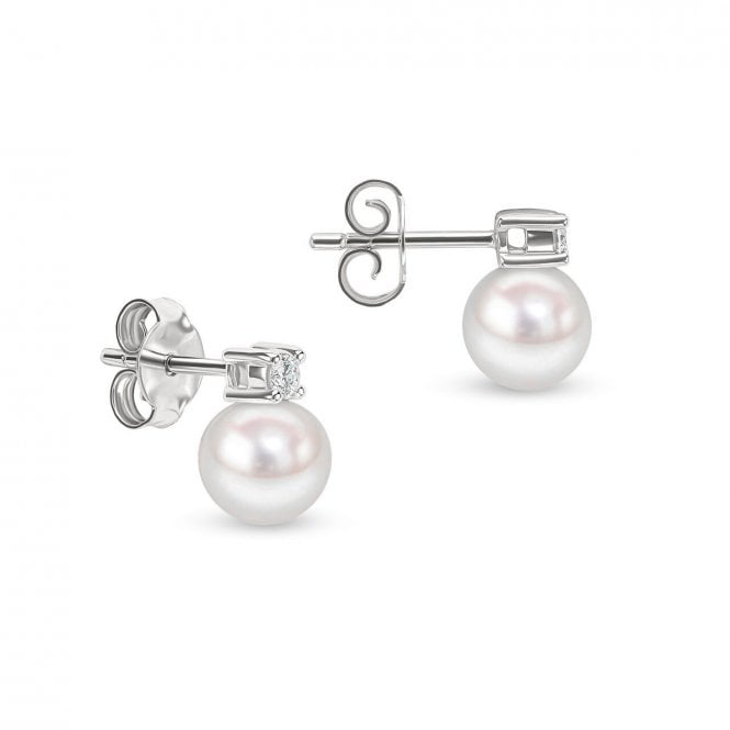 Aminoff London 18ct WG Akoya Pearl & Diamond Studs