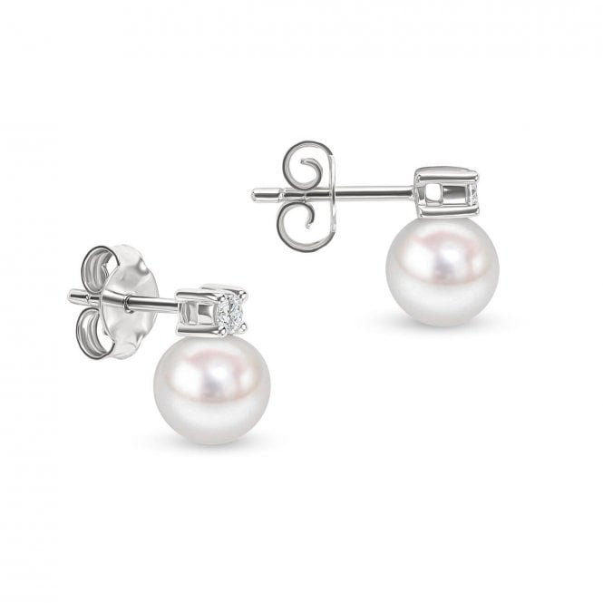 Aminoff London 18ct WG Akoya Pearl & Diamond Studs