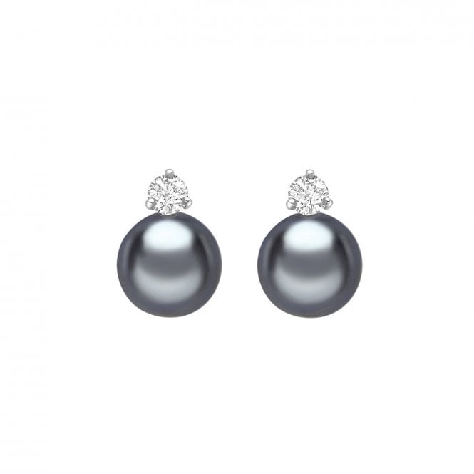 Aminoff London 18ct WG Tahitian Pearl & Diamond Studs