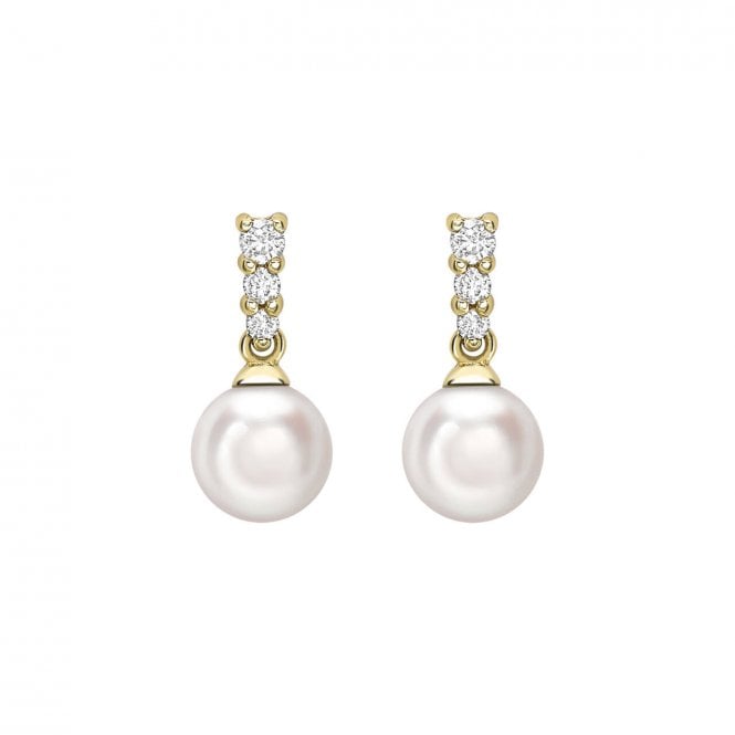 Aminoff London 18ct YG Akoya Pearl & Diamond Drops