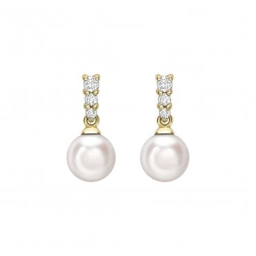 18ct YG Akoya Pearl & Diamond Drops