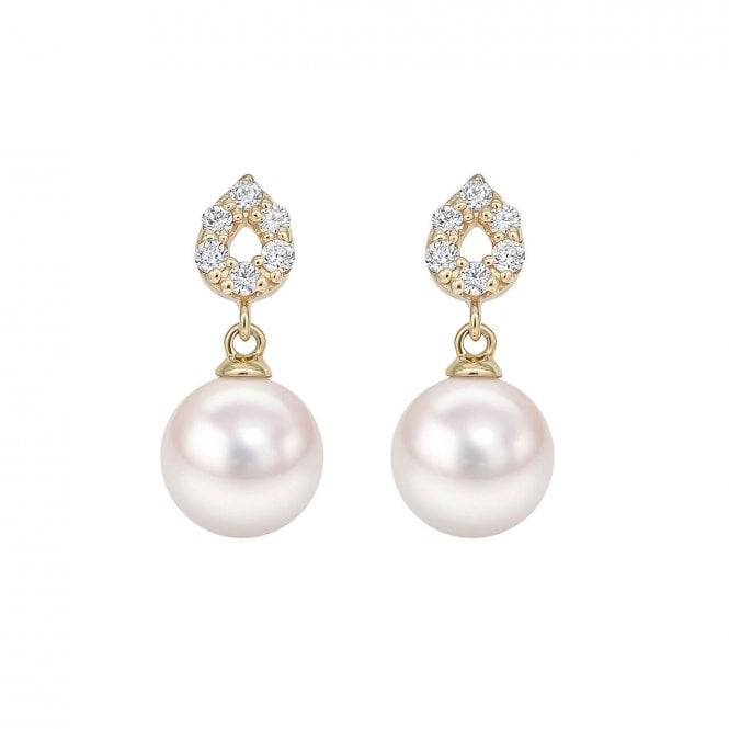 Aminoff London 18ct YG Akoya Pearl & Diamond Studs