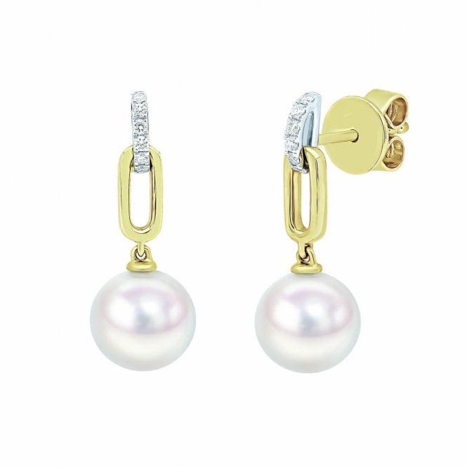 Aminoff London 18ct YG Akoya Pearl & Diamond Studs