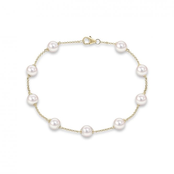 Aminoff London 9ct YG Akoya Pearl Chain Bracelet