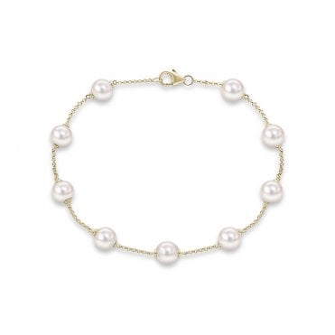 9ct YG Akoya Pearl Chain Bracelet