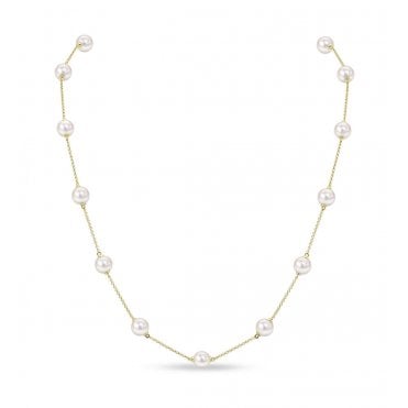 9ct YG Akoya Pearl Chain Necklace