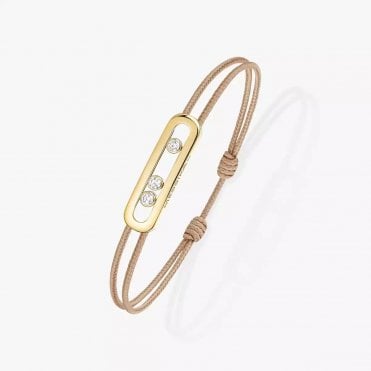 Messika CARE(S) Beige Cord Bracelet Yellow Gold Diamond Bracelet