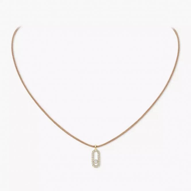MESSIKA CARE(S) Beige Cord Pavé Necklace Yellow Gold Diamond Necklace