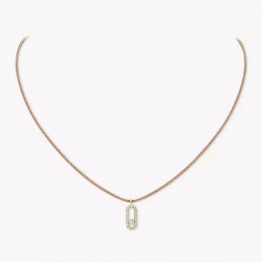 Messika CARE(S) Beige Cord Pavé Necklace Yellow Gold Diamond Necklace