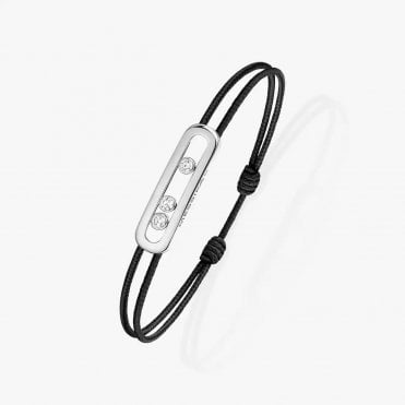 Messika CARE(S) Black Cord Bracelet White Gold Diamond Bracelet