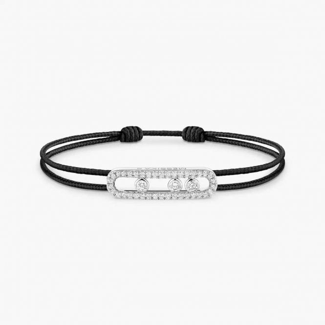 MESSIKA CARE(S) Black Cord Pavé Bracelet White Gold Diamond Bracelet