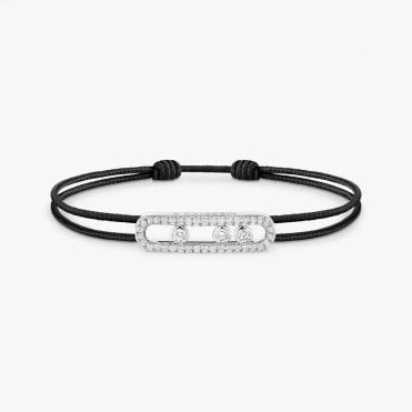 Messika CARE(S) Black Cord Pavé Bracelet White Gold Diamond Bracelet