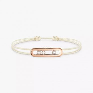 Messika CARE(S) Cream Cord Bracelet Pink Gold Diamond Bracelet