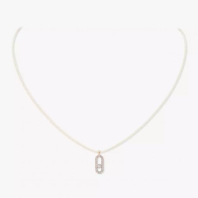 MESSIKA CARE(S) Cream Cord Pavé Necklace Pink Gold Diamond Necklace