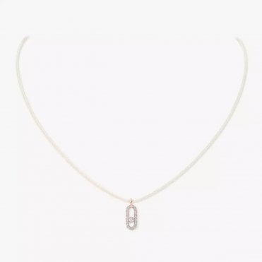 Messika CARE(S) Cream Cord Pavé Necklace Pink Gold Diamond Necklace