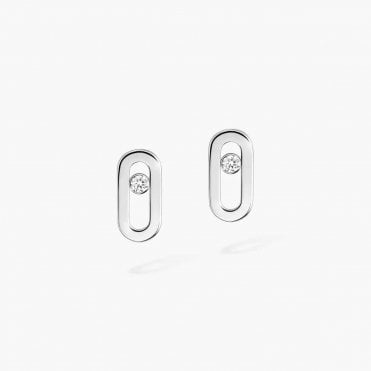 Gold Move Uno Stud Earrings White Gold Diamond Earrings