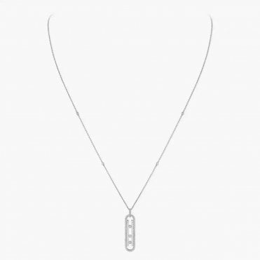 Move 10th SM Necklace White Gold Diamond Necklace