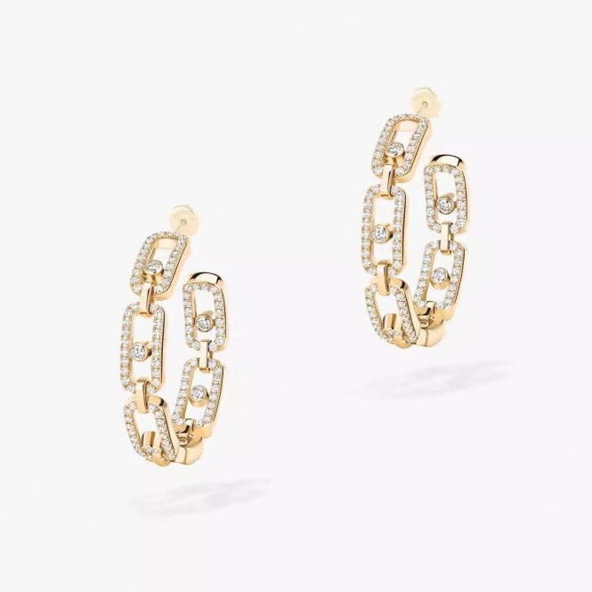 MESSIKA Move Link SM Hoop Earrings Yellow Gold Diamond Earrings