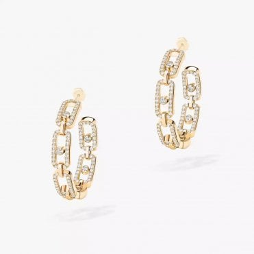 Move Link SM Hoop Earrings Yellow Gold Diamond Earrings