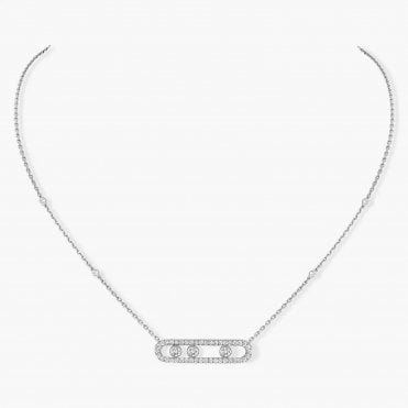 Move Pavé White Gold Diamond Necklace