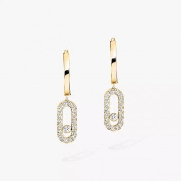 Move Uno Hoop Earrings Yellow Gold Diamond Earrings