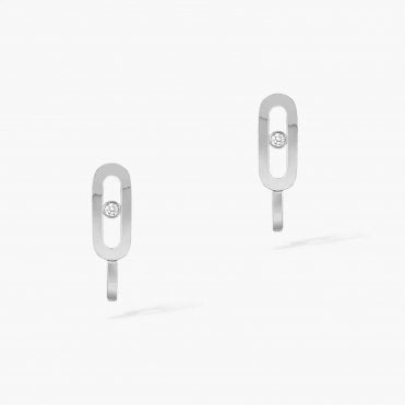 Move Uno Mini Hoops White Gold Diamond Earrings