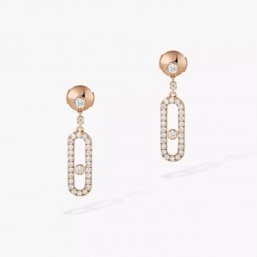 Move Uno Stud Pink Gold Diamond Earrings