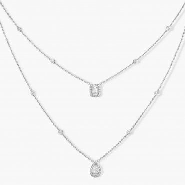 My Twin 2 Rows White Gold Diamond Necklace