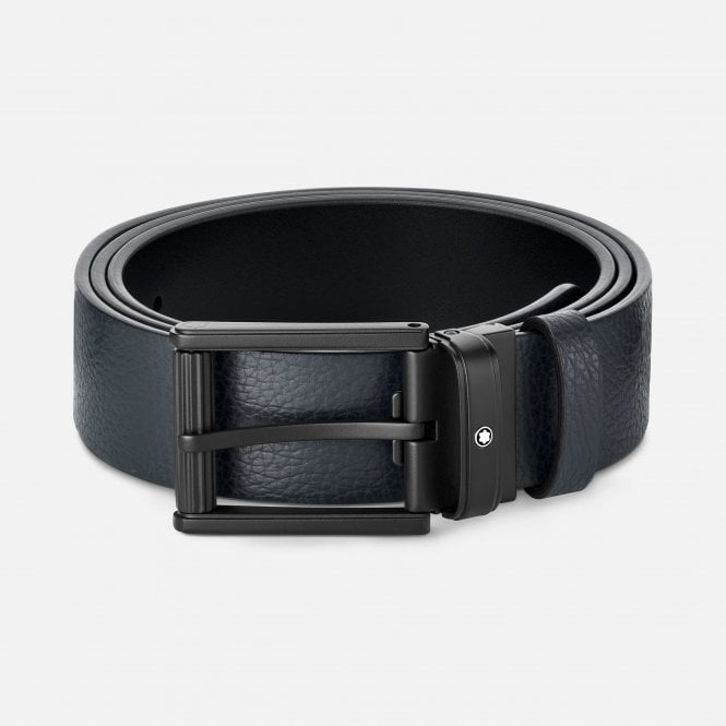 MONTBLANC Blue/Black 35 mm Reversible Leather Belt