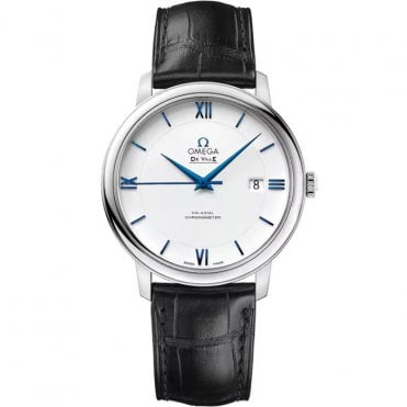 De Ville Prestige White Gold On Leather Strap 39.5 mm