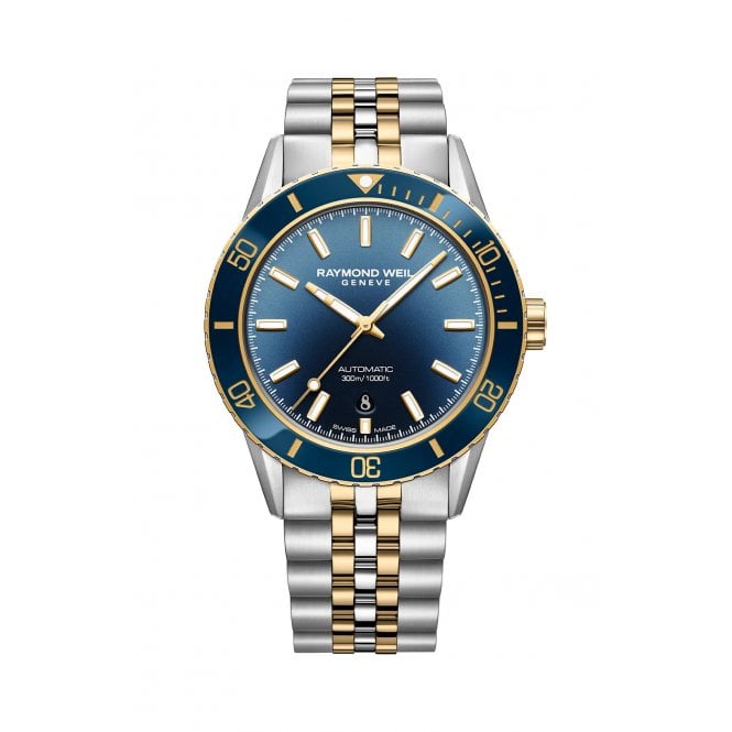 RAYMOND WEIL Freelancer Diver Men's Two-Tone Gradient Blue Dial Automatic Watch 42 mm