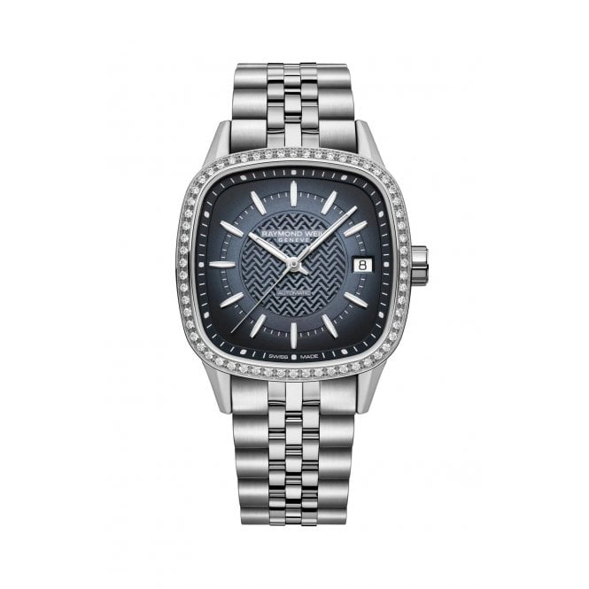 RAYMOND WEIL Freelancer Ladies Automatic Blue Dial Bracelet Cushion Shape Watch 34 x 34 mm
