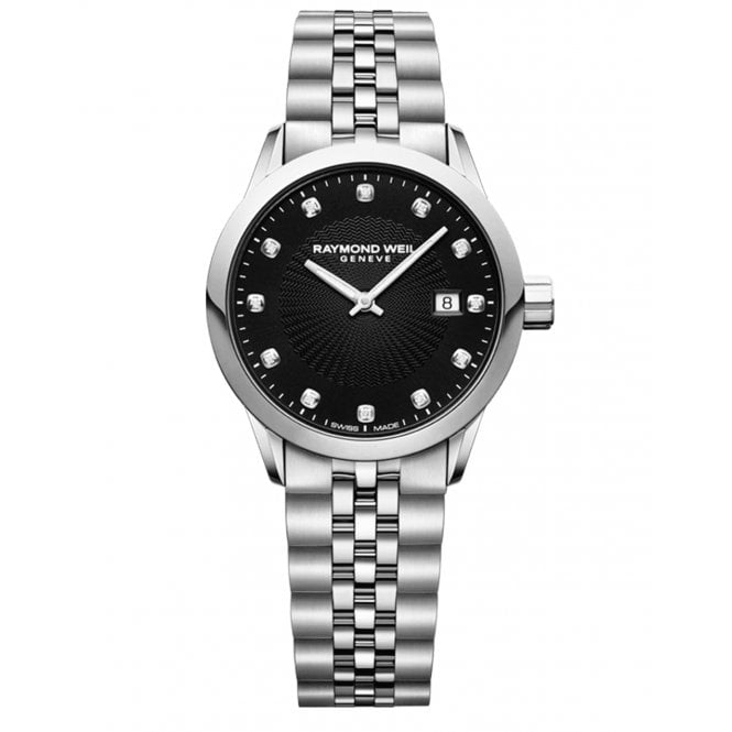 RAYMOND WEIL Freelancer Ladies Diamond Black Steel Quartz Watch 29mm