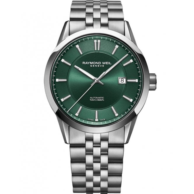 RAYMOND WEIL Freelancer Mens Automatic Green Dial Stainless Steel Bracelet Watch 42 mm