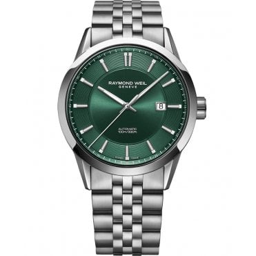 Freelancer Mens Automatic Green Dial Stainless Steel Bracelet Watch 42 mm
