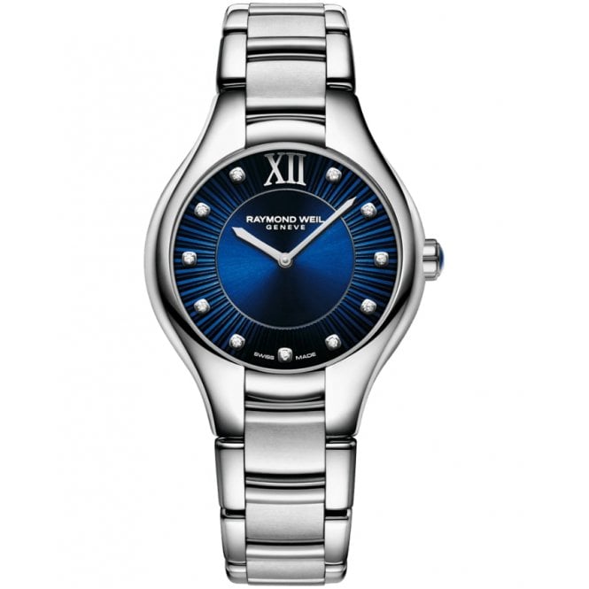 RAYMOND WEIL Noemia blue dial and diamond quartz watch for women 32 mm