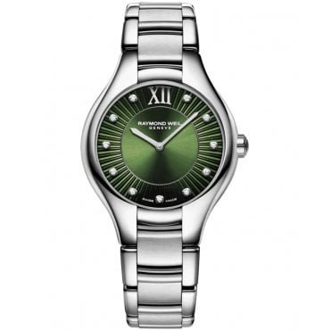 Noemia Ladies Quartz Green Dial Diamonds Watch 32mm