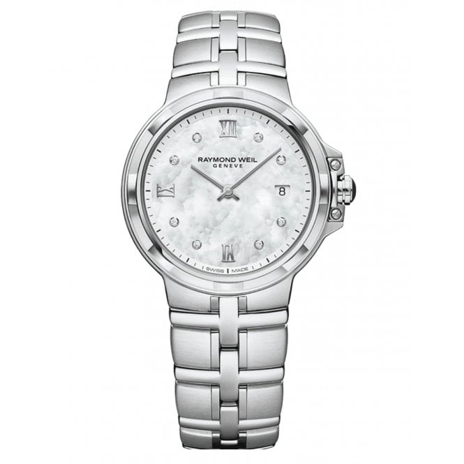 RAYMOND WEIL Parsifal Ladies Quartz Classic Mother-of-Pearl 8 Diamond 30mm