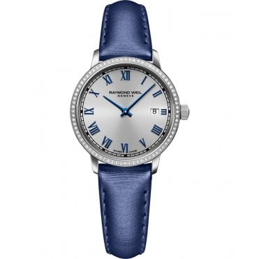 Toccata Ladies 76 Diamonds Blue Satin Strap Quartz Watch 29 mm