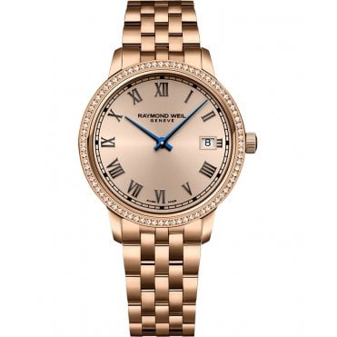 Toccata Ladies Rose Gold PVD 80 Diamonds Quartz Watch 34 mm